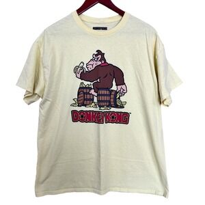 Donkey Kong Tshirt Adult XL Yellow Nintendo Cartoon Comedy Short Sl Crew Casual